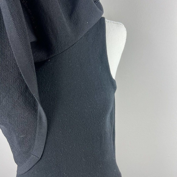 Sandro Paris Black Short Sleeve Dress Size 3 40 US 8 Overlay Stretchy - Picture 6 of 14